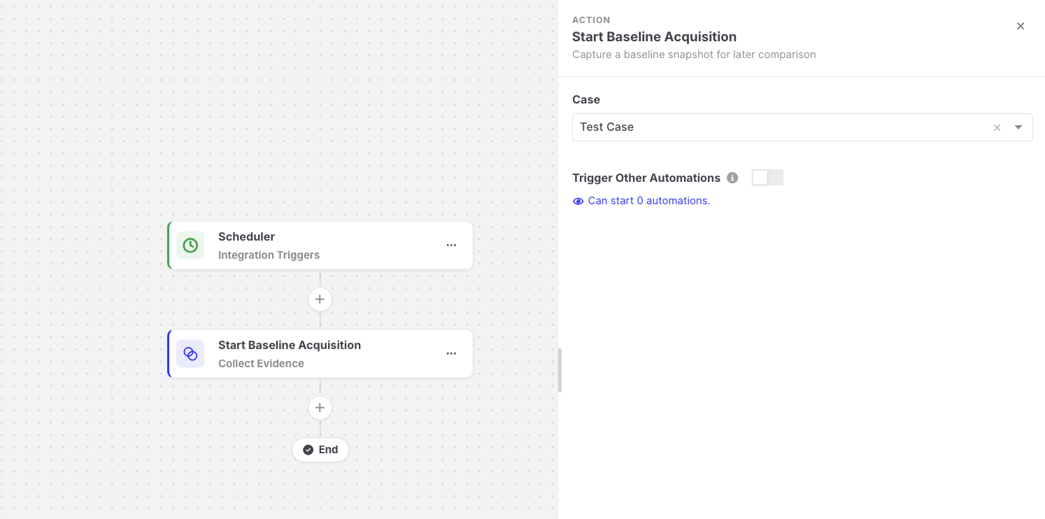 Start Baseline Acquisition: Action settings